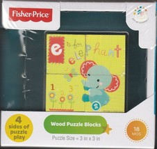 Fisher Price Wood Puzzle Baby Blocks Puzzle 18 mos New in Box NIB Toy Gift Set - £9.31 GBP