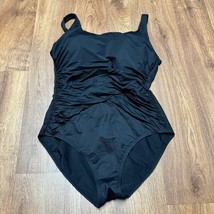 Lands End Womens Solid Black Slimming One Piece Swim Suit 12DDD Busty Mo... - $33.66