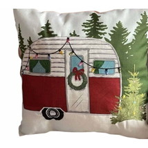 Arlee Home Fashions Camper Van &amp; String Lights Christmas Pillow,White,18 X 18 - £35.38 GBP