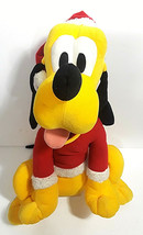 DISNEY Plush Santa Pluto Large Christmas Holiday Stuffed Animal Mickey Mouse Dog - £17.39 GBP