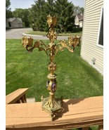Italian Brevettato Brass Gold Gilted 3 Arm Candelabra 19” - €243,15 EUR
