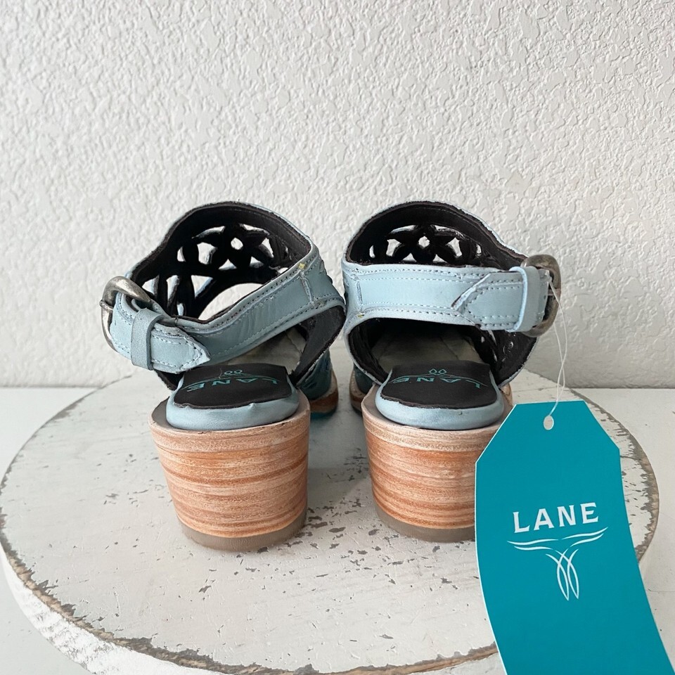 Lane SHALEY Robin Mule Blue Cowboy Boots Womens 6 Cowgirl Western Short Ankle Item image 3