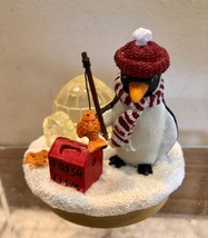 Our America Gift Candle Topper Penguin Fishing Snow New NIB Holiday - £9.59 GBP