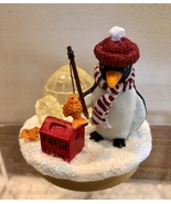 Our America Gift Candle Topper Penguin Fishing Snow New NIB Holiday - $16.30 CAD