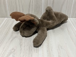 MJC International small brown beanbag moose Plush floppy lying down made Korea - $14.84
