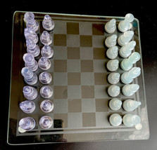 Glass Chess &amp; Checkers With Glass Board Clear &amp; Frosted Pieces Game Set - £18.01 GBP