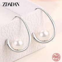 925 Sterling Silver Pearl Round Dangle Earrings For Women Charm Party Jewelry Gi - £10.39 GBP