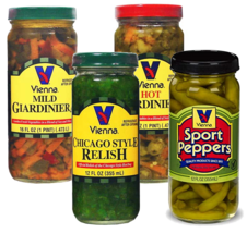 Vienna Beef Chicago Style Green Relish, Sport Peppers &amp; Giardinier 4-Pac... - $54.40