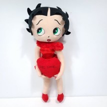 Betty Boop Be Mine Valentine Doll Red Boa Heart Dress Plush 15&quot; Stuffed Animal - £18.94 GBP