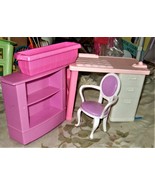 Barbie Desk, Chair, Bookcase &amp; flower pot - $7.85