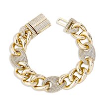 16mm Box buckle Bracelet Miami Cuban Chain Bracelet Iced Out Cubic Zirconia Hip  - £54.29 GBP+