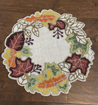 Nicole Miller Fall Leaves Thanksgiving Beaded Round 15&quot; Dia Charger Placemat - £23.92 GBP