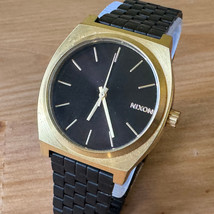 Nixon Time Teller Minimal Quartz Watch Men 100m Gold Tone Black Steel New Batter - £45.45 GBP