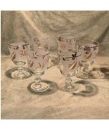 Vintage Libbey Frosted Gold Leaf Short Stem Cordial Glassware (Set of 6)... - $58.41