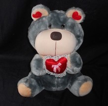 VINTAGE ATLANTA GERBER GRAY TEDDY BEAR W/ RED HEART EAR STUFFED ANIMAL P... - £28.43 GBP