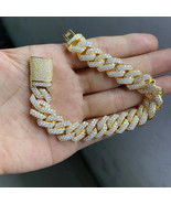 3 Ct Round Cut Natural Moissanite Cuban Link Bracelet In Gold Plated 925... - $1,085.44 CAD