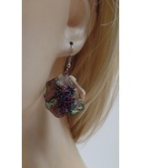 Unbranded Vintage Abalone Shell &amp; Burgundy Beads French Wire Ear Rings A... - £11.67 GBP