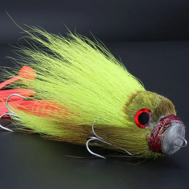 Spinpoler Pike Fishing  3D Eyes  Hair Attached With Plastics Grubs Hooks Baits F - $54.63