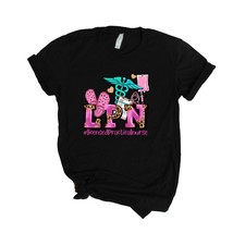 LPN Pink Teal Leopard Licensed Practical Nurse Short Sleeve Shirt - £23.55 GBP