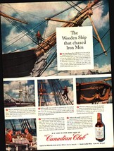 1947 Canadian Club Whiskey Wooden Ship That Chased Iron Man Vintage Prin... - $25.98