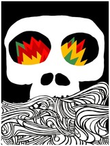 1968 White skull, fire eyes &amp; black background quality 18x24 Poster.Deco... - £22.38 GBP