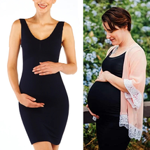 Sleeveless Maternity Dresses V-neck shapewear bodysuit High Waist Belly Support  - £22.36 GBP