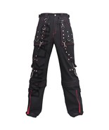 Red Threads Gothic Pants Men Chains Straps Bondage Trouser Rivets Goth C... - $128.00