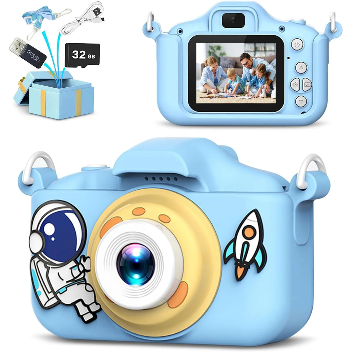 Kids Camera Toddlers 1080P HD Portable Selfie Toy Camera Children Educational - £29.76 GBP