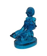Vintage L. E. Smith Colonial Blue Glass Hummel Girl Geese Figurine 3D St... - £20.12 GBP
