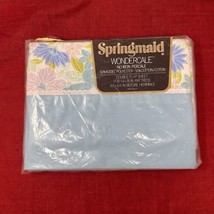 VTG Springmaid Wondercale Double Flat Sheet Blue French Flower Floral Lace USA - £22.87 GBP