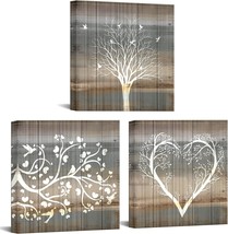 Biuteawal 3 Pieces Abstract Tree Wall Art Rustic Forest Landscape Picture Prints - £32.12 GBP