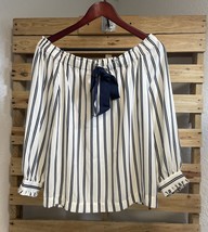 J.Crew Mercantile Blue White Stripe Off Shoulder Top Size S BBL JD - $14.85