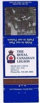 Royal Canadian Legion 258 Matchbook Cover Highland Creek Ontario - £1.68 GBP