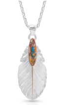 Montana Silversmith Mountain Glacier Turquoise Ruffled Feather Necklace - £74.70 GBP