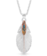 Montana Silversmith Mountain Glacier Turquoise Ruffled Feather Necklace - £75.05 GBP