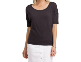 New Womens PrAna NWT S Lurie Top Black Tee SS Soft Organic Shirt Slub Knit Relax - £55.50 GBP