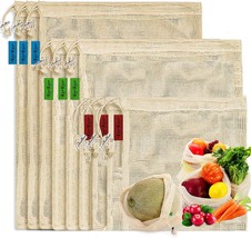 Reusable Cotton Mesh Produce shopping Bags Washable Eco Friendly Premium See Thr - £29.07 GBP