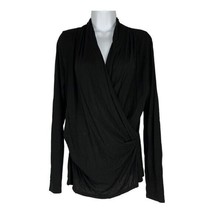 Ann Taylor Factory Women&#39;s Black Long Sleeved Crossover Blouse Top Size Small - £15.69 GBP