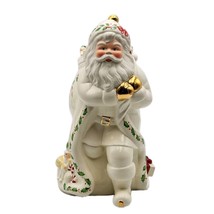 Lenox Holiday Santa Skates Cookie Jar Christmas Medium Porcelain Gold Tr... - $59.99