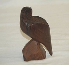 Hand Carved Wooden Majestic Perched Eagle Figurine Shadowbox Shelf Rosewood ? - £13.32 GBP