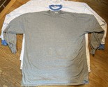 Vtg 3 Long Sleeve T Shirts Mens 5XL Crewneck Gray White &amp; White / Blue Neck - $13.05