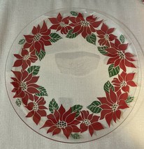 Poinsettia Party Platter 13” Glass Christmas Parties Holiday Marshall Fi... - $48.50