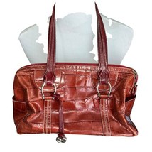 Brighton Alligator Embossed Leather Shoulder Handbag Purse Bag Red Heart... - $40.73