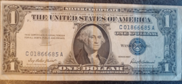 1957 Series One Dollar Silver Certificate United States $1 curculated fo... - $14.85
