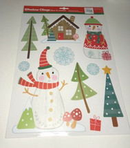 Christmas Window Clings Tree Snowman Snowflakes Sticks Windows 10 Pieces Holiday - £10.75 GBP