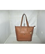 Michael Kors Jet Set Saffiano Leather Top Zip Snap Pocket Tote $198 Brow... - $49.49