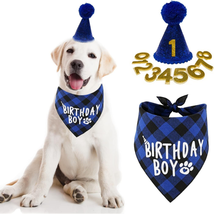 Dog Birthday Party Supplies, Boy Dog Birthday Bandana Scarf and Dog Birthday Hat - £12.72 GBP+