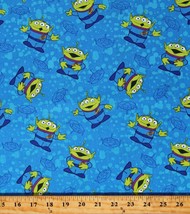 Cotton Toy Story Aliens Little Green Men Blue Fabric Print by the Yard D188.01 - £8.61 GBP