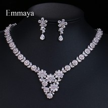 EMMAYA New Arrival AAA Cubic Zircon Elegant Jewerly Sets With Vivid Flower Silve - £30.21 GBP