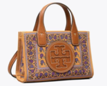 Tory Burch Ella Printed Mini Tote Crossbody ~NWT~ Brown Floral Daisy Border - £155.15 GBP